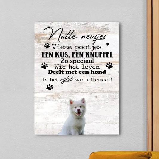 Gepersonaliseerd huisdieren canvas - "Natte neusjes, vieze pootjes" - Voeg tot 3 foto's toe