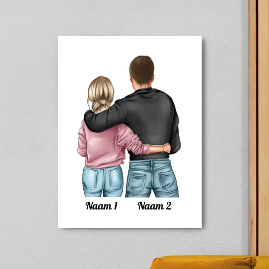 Gepersonaliseerd canvas - Man en vrouw - Voeg eigen namen toe en personaliseer de personages