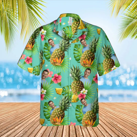 Gepersonaliseerd Ananas Hawaii shirt met eigen foto van persoon