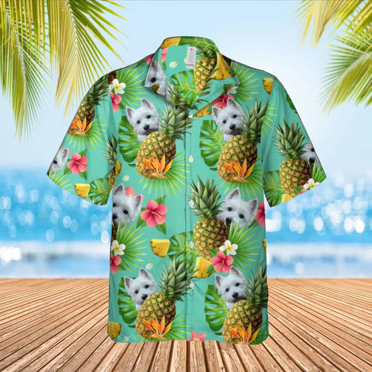 Gepersonaliseerd Ananas Hawaii shirt met eigen foto van huisdier