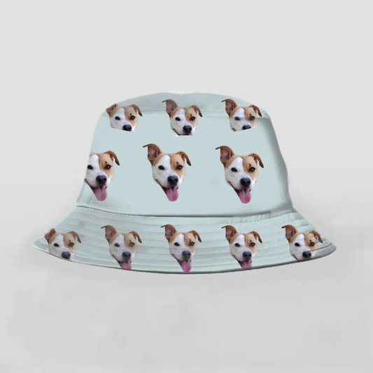 Gepersonaliseerde bucket hat met uitgeknipte huisdierenkoppen