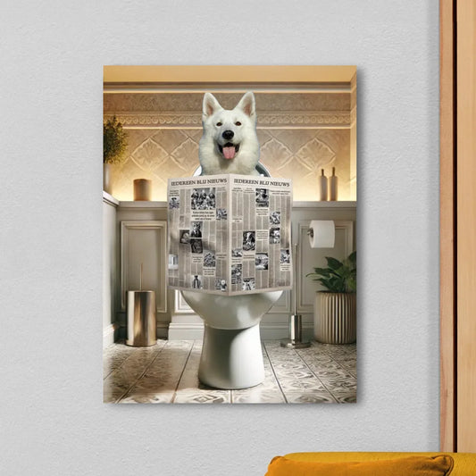 Gepersonaliseerd canvas met huisdier op toiletpot