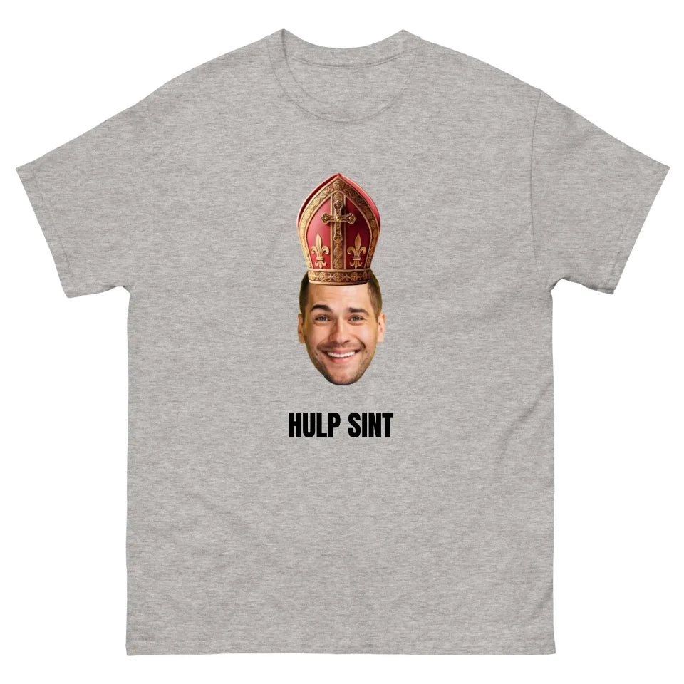 Gepersonaliseerd T-shirt - Sinterklaas cadeau - Uitgeknipt hoofd met mijter