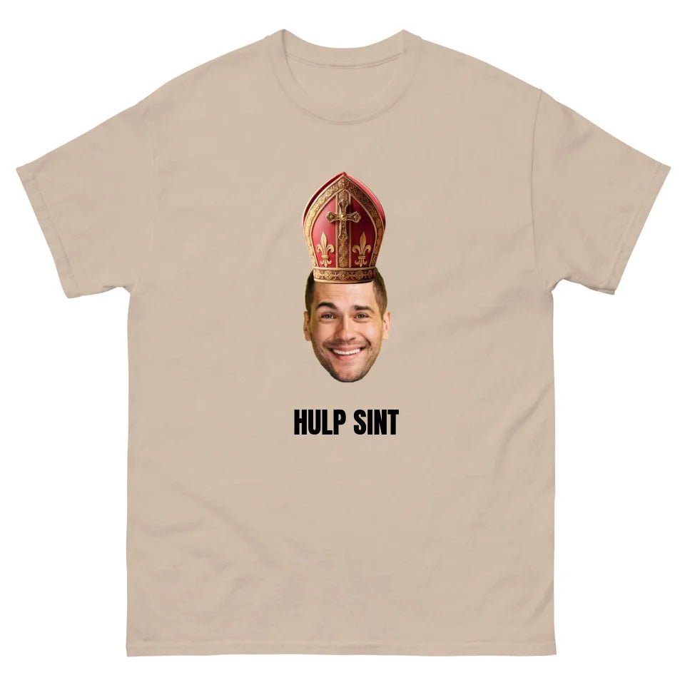 Gepersonaliseerd T-shirt - Sinterklaas cadeau - Uitgeknipt hoofd met mijter