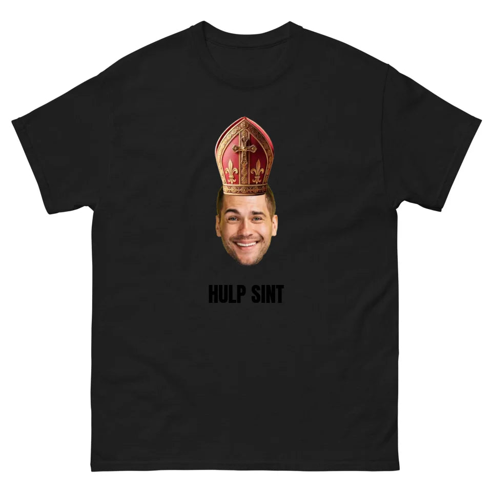 Gepersonaliseerd T-shirt - Sinterklaas cadeau - Uitgeknipt hoofd met mijter