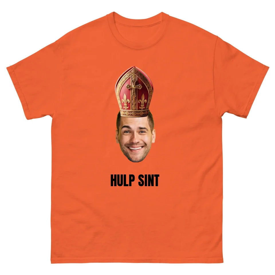 Gepersonaliseerd T-shirt - Sinterklaas cadeau - Uitgeknipt hoofd met mijter