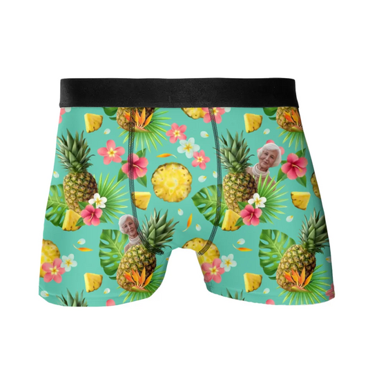 Gepersonaliseerde tropische ananas onderbroek met je favoriete persoon erop - Voeg zelf foto's toe