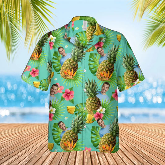 Gepersonaliseerd Ananas Hawaii shirt met eigen foto van persoon
