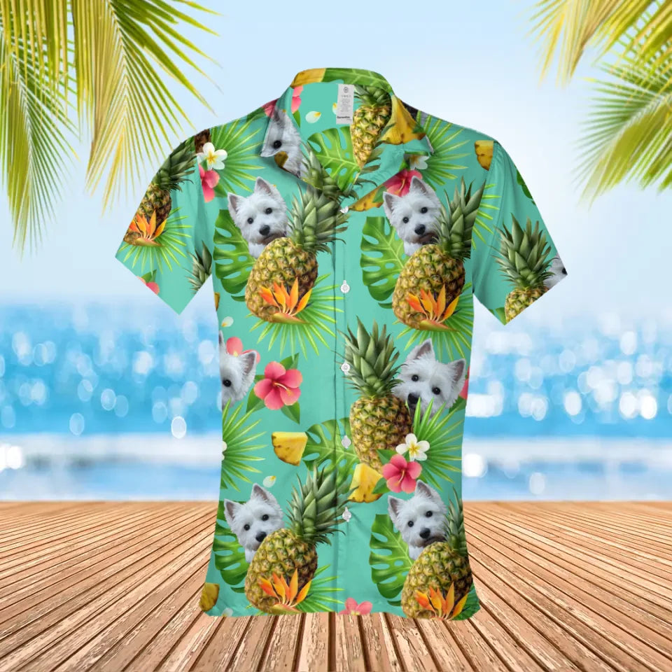 Gepersonaliseerd Ananas Hawaii shirt met eigen foto van huisdier