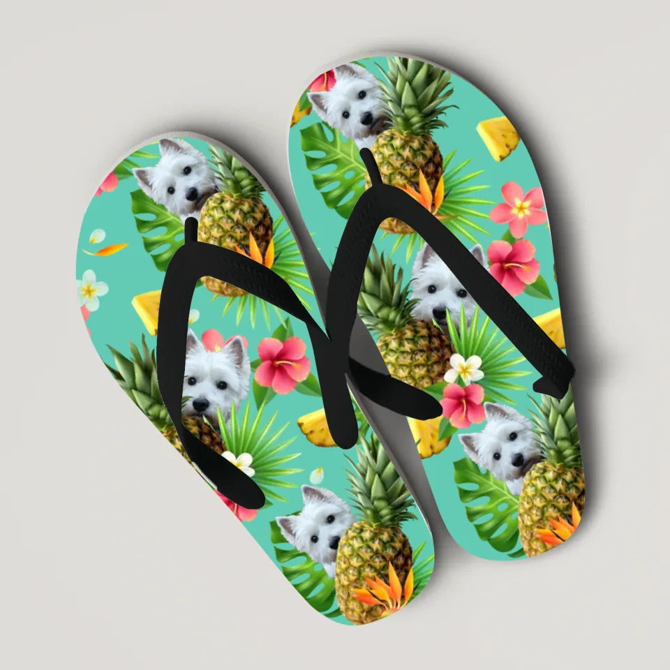 Gepersonaliseerde ananas print slippers met je huisdier - Voeg zelf een foto toe