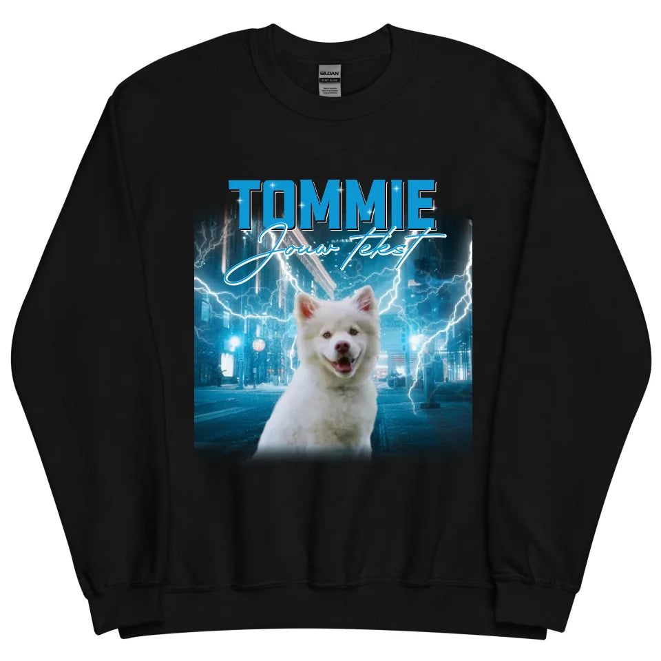 Personalisierter Retro-Pullover – Vintage-Bootleg-Stil – Haustiere und Personen hinzufügen