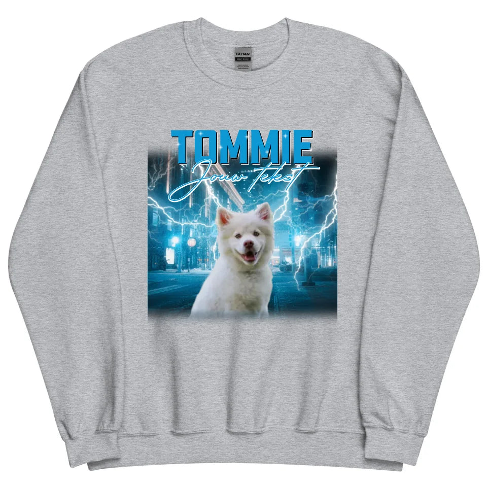 Personalisierter Retro-Pullover – Vintage-Bootleg-Stil – Haustiere und Personen hinzufügen