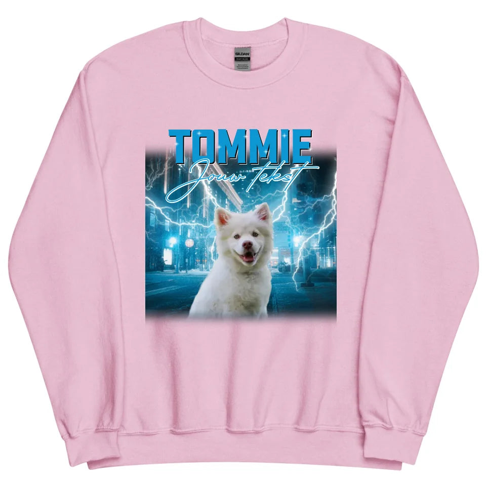 Personalisierter Retro-Pullover – Vintage-Bootleg-Stil – Haustiere und Personen hinzufügen