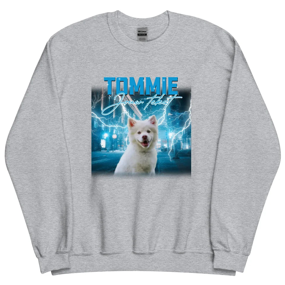 Personalisierter Retro-Pullover – Vintage-Bootleg-Stil – Haustiere und Personen hinzufügen