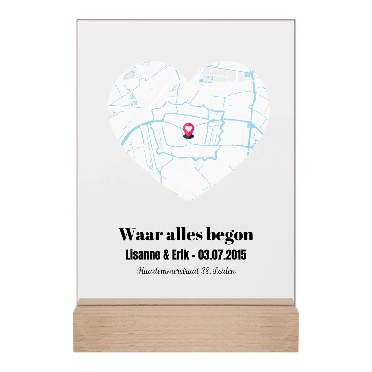 Gepersonaliseerd acrylglas met locatie map