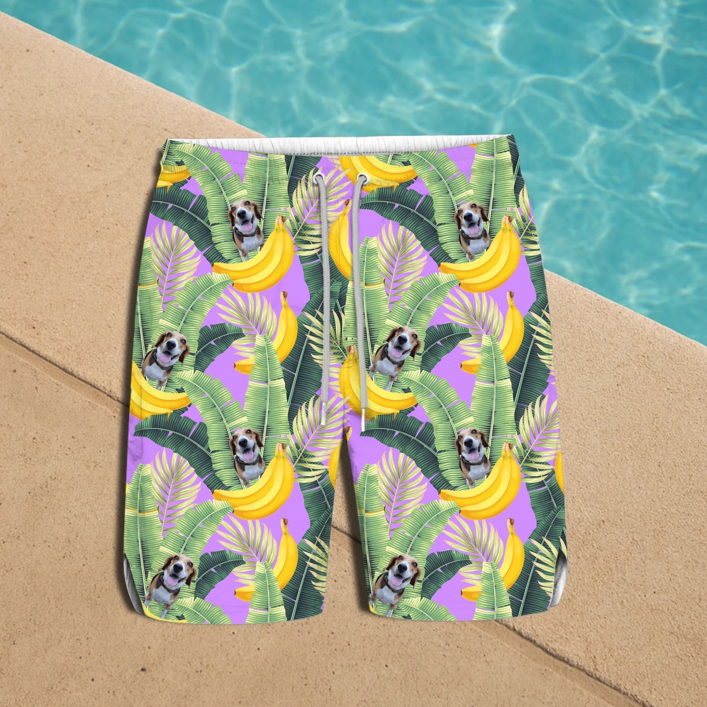 Gepersonaliseerde Bananen Hawaii zwembroek met je eigen huisdier
