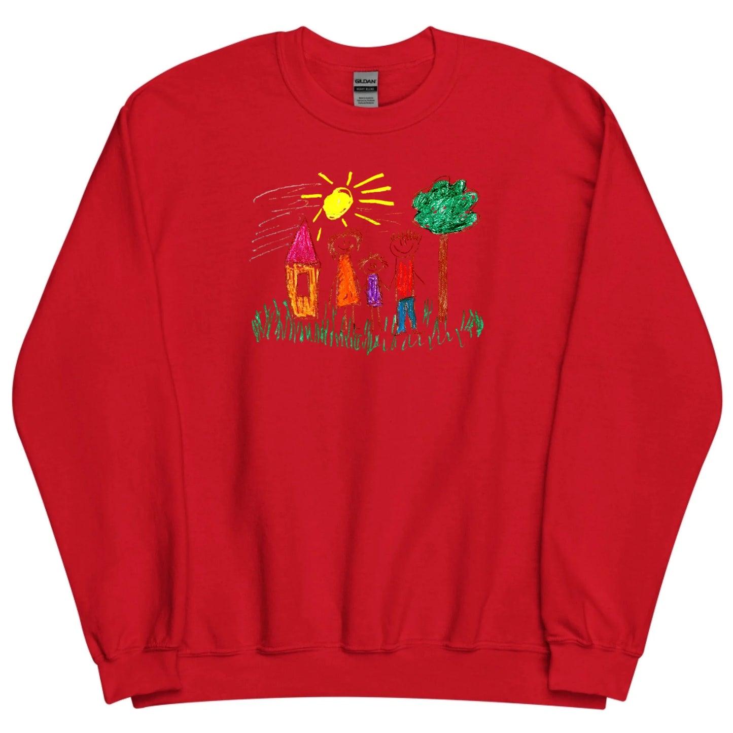 Gepersonaliseerde sweater met zelfgemaakte tekening