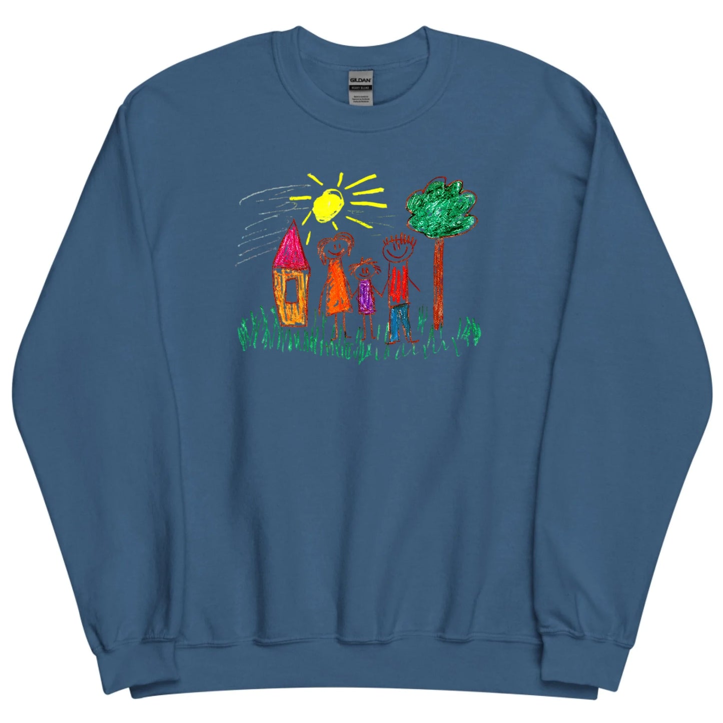 Gepersonaliseerde sweater met zelfgemaakte tekening