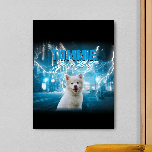 Gepersonaliseerd retro canvas - Vintage Bootleg stijl - Voeg huisdieren en personen toe