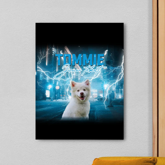 Gepersonaliseerd retro canvas - Vintage Bootleg stijl - Voeg huisdieren en personen toe