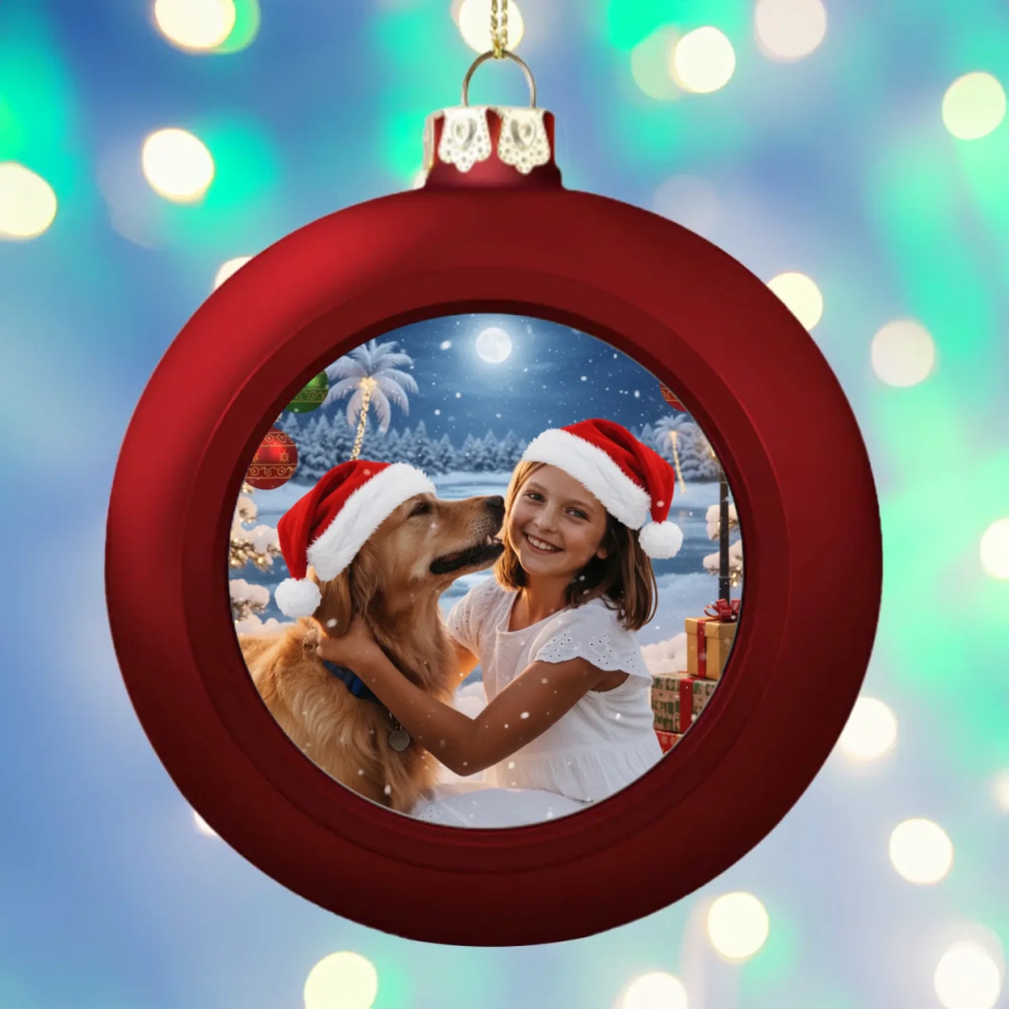 Kerstbal rood achtergrond