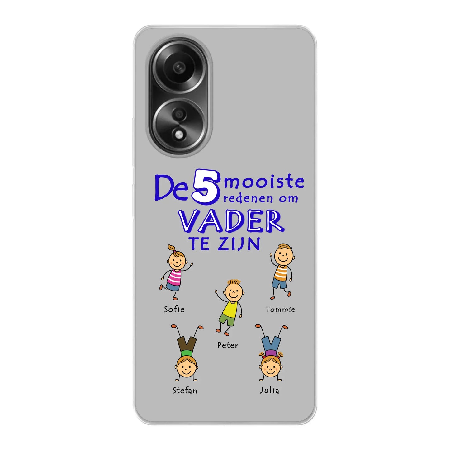 Gepersonaliseerd Oppo telefoonhoesje - Cartoon van eigen huisdier en naam