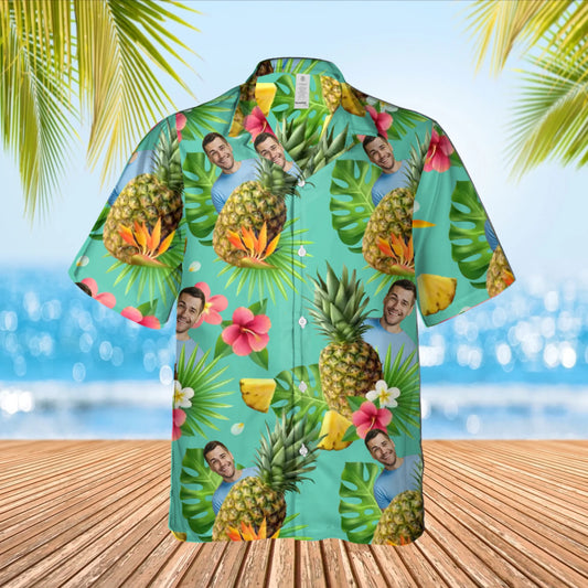 Gepersonaliseerd Ananas Hawaii shirt met eigen foto van persoon