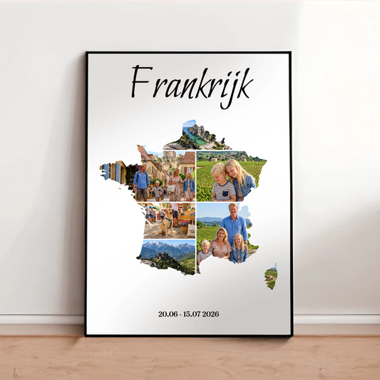 Gepersonaliseerde reisposter - Foto collage in vorm van continent of land